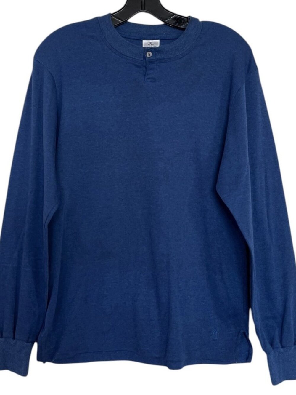 Penguin By Munsingwear Mens‎ Shirt Size Small Blue One Button Henley Long Sleeve